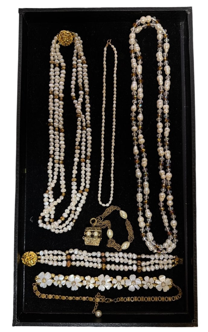 Collection of Vintage Gold Toned Pearl and Faceted Bead Jewelry (1 of 4)