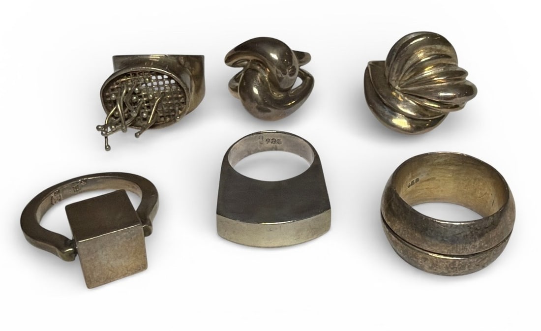Collection of Sterling Silver Modernist Rings (1 of 4)