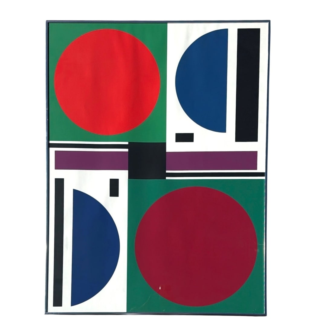 AUGUSTE HERBIN (French 1882 - 1960) "At Galerie Denis Rene" Screenprint: Measures 35.75" H x 26.5" W x 1.5" D. Screenprint.