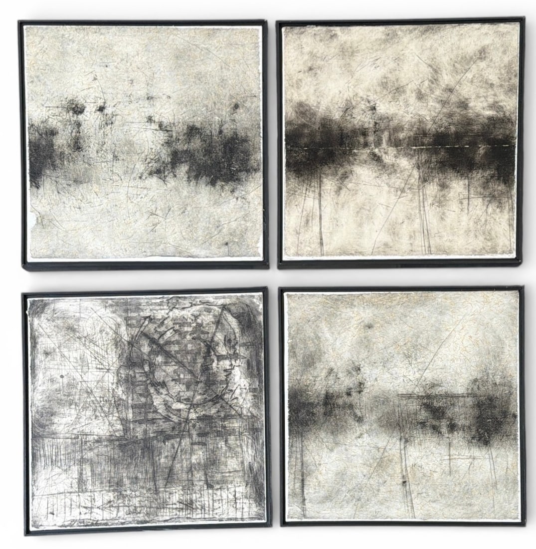 Four Post Modern DAN WELDEN (American, 20th C.) Mixed Media Paintings (1 of 3)