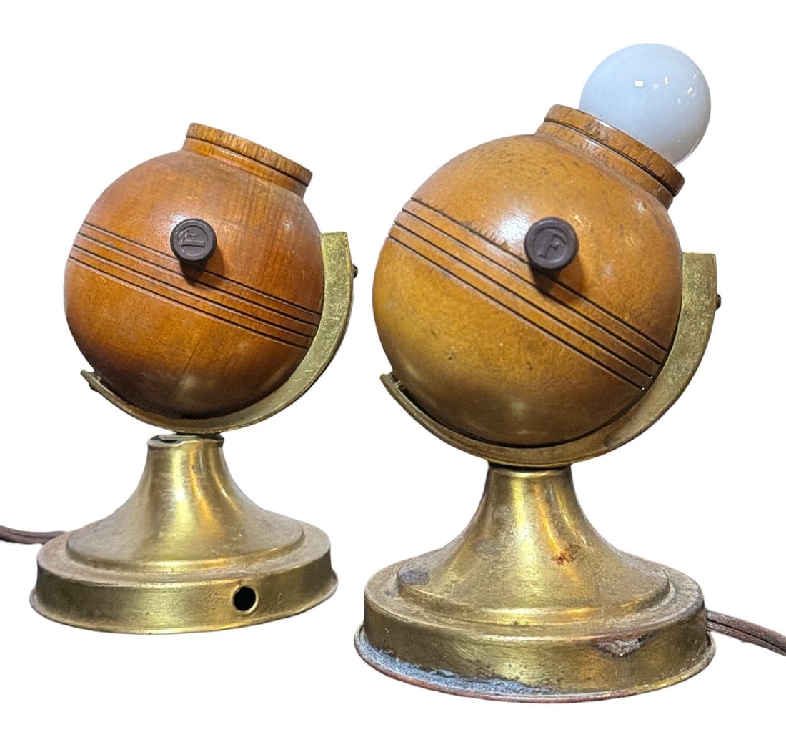 Petite Art Deco Globe Table Lamps: Each measure approx. 6" H x 4" diameter at base.