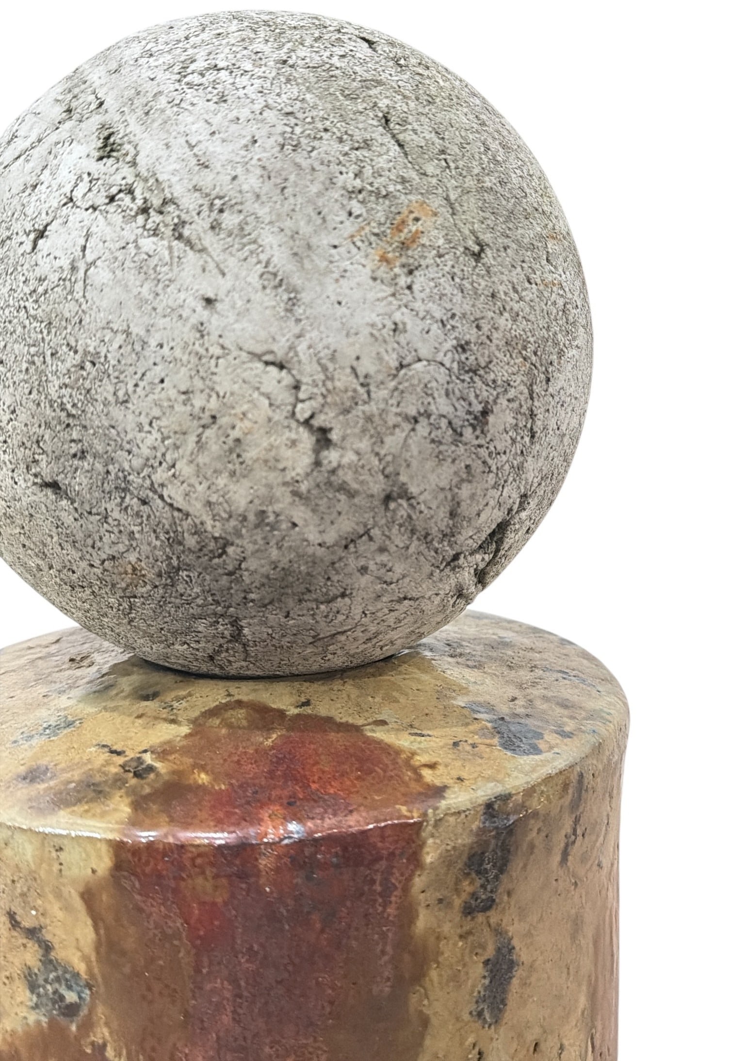 Large Stone Sphere Sculpture on Marble Base - 2