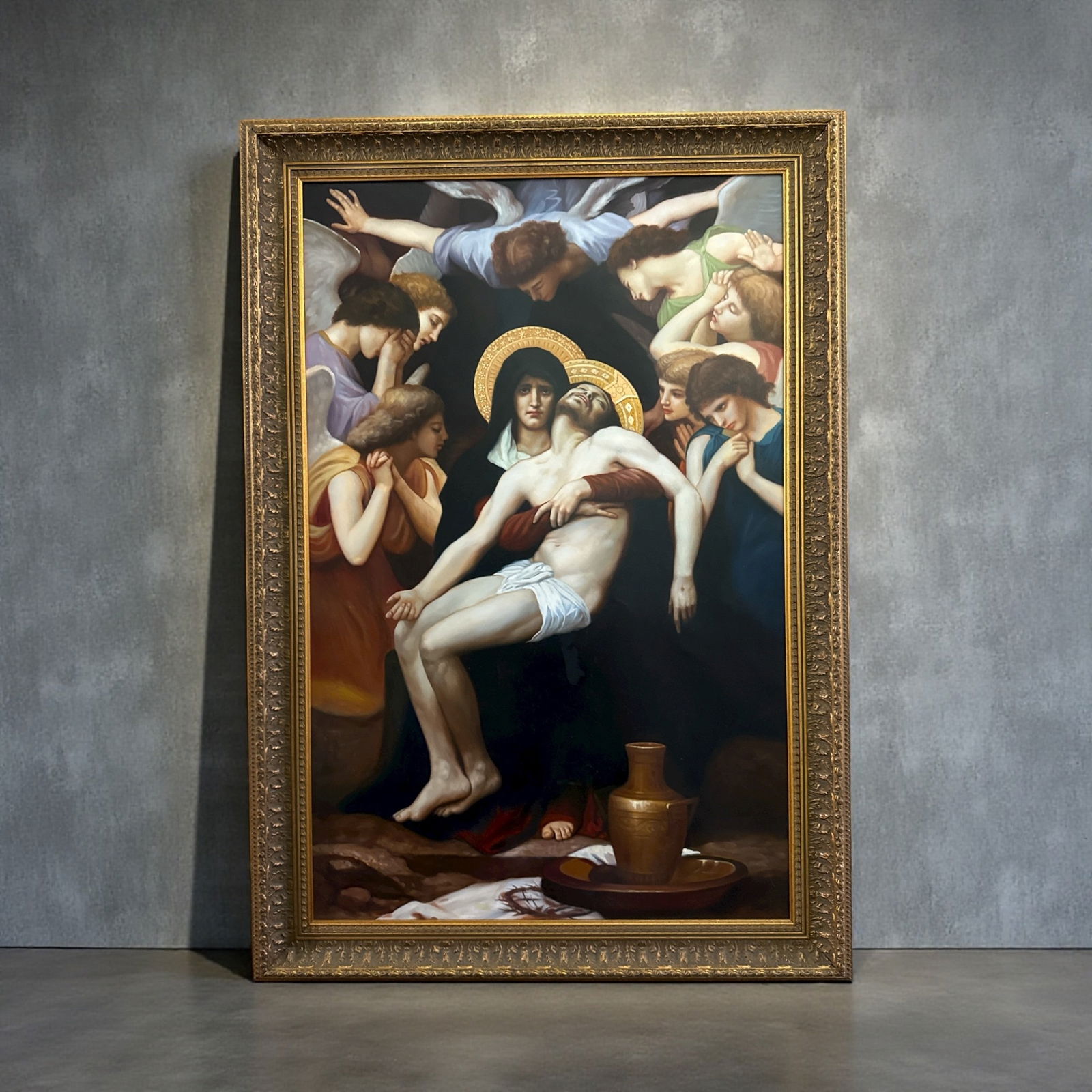 WILLIAM-ADOLPHE BOUGUEREAU (French, 1825-1905) "Pieta" Giclee: Giclee, reproduction. Measures in frame: 43" H x 30" W x 1" D.