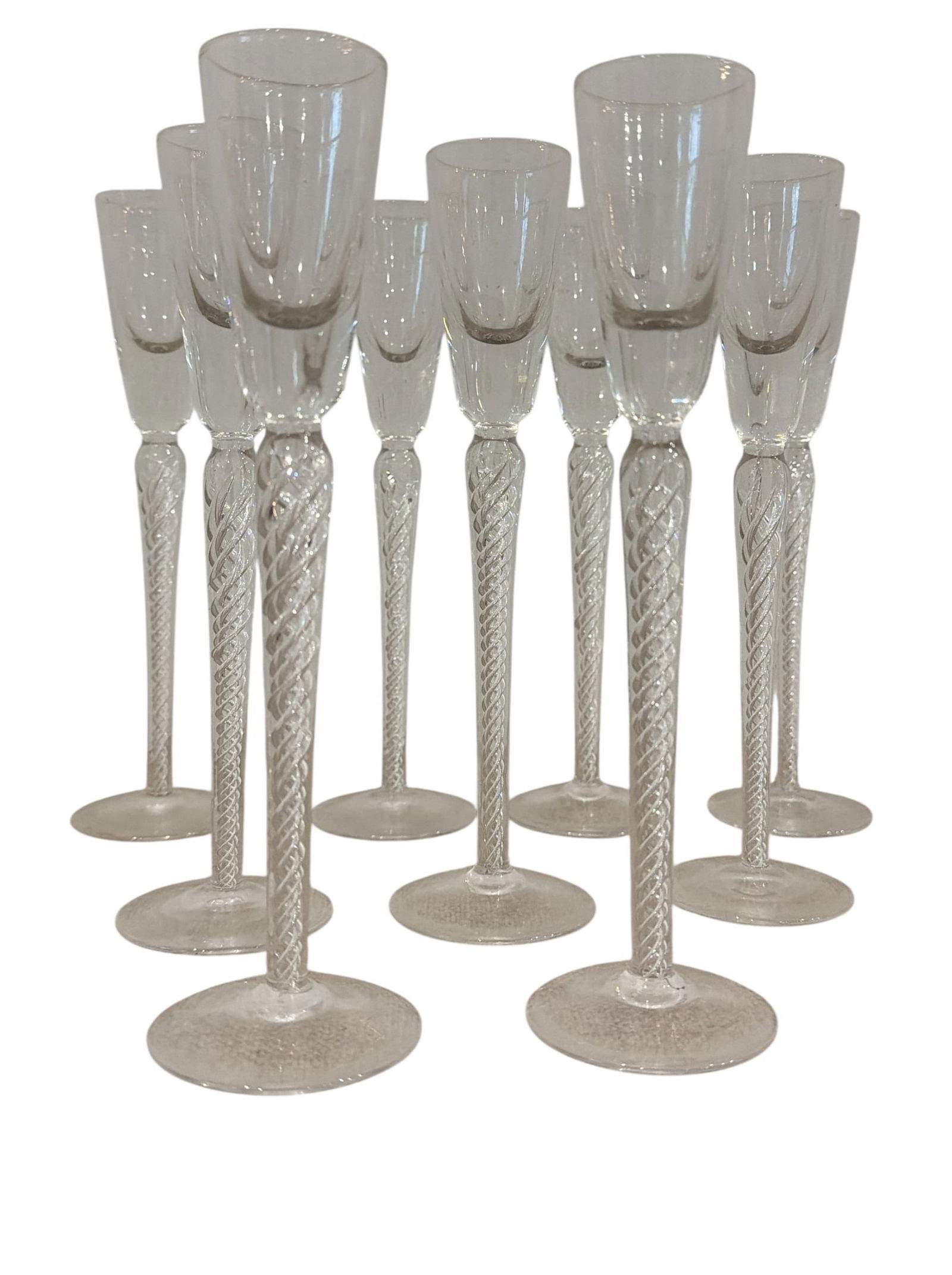 Collection of BOHEMIA CRYSTAL-CRYSTALEX Cordial Glasses: All measure approx. 8.75" H x 2.5" overall diameter.