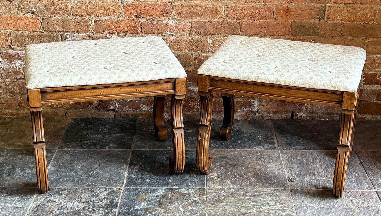 Pair Country French Petite Ottomans (1 of 4)