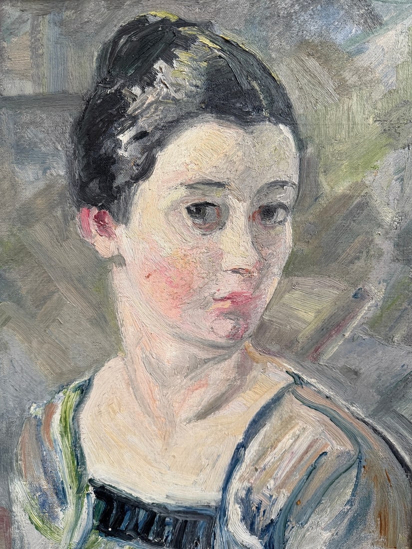 ALBERT KREHBIEL (American, 1873-1945), "A Very Serious Beauty" Oil Painting Portrait (1 of 6)