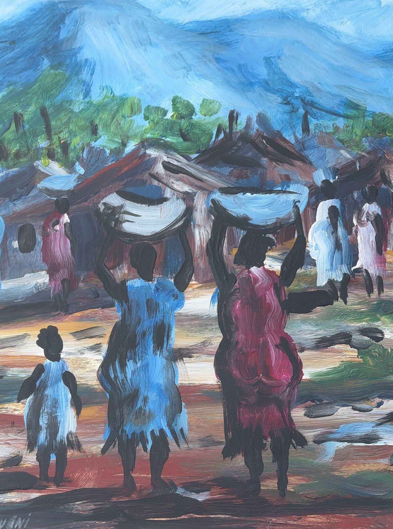 Haitian Artist Signed Acrylic Painting (1 of 3)