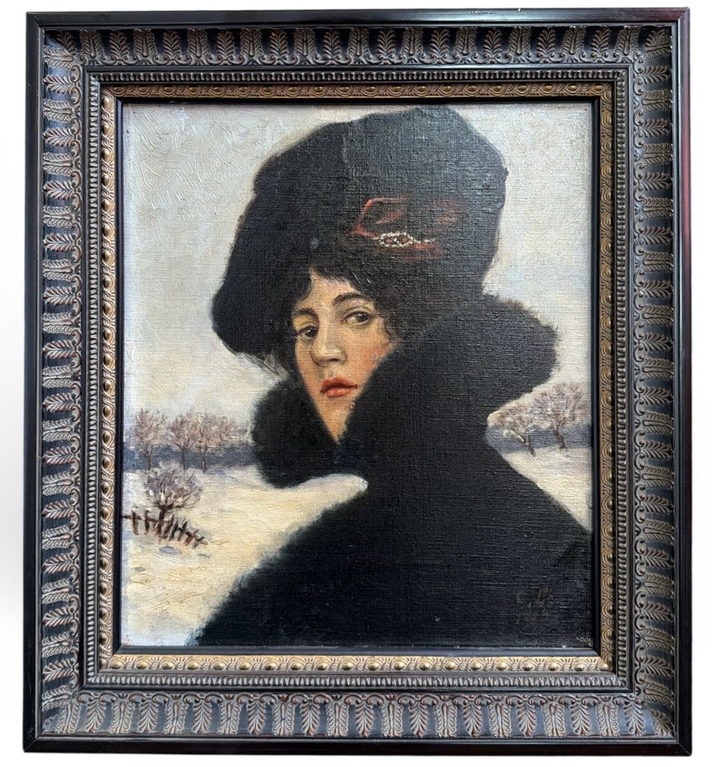 1916 Signed Oil Painting of a Gibson Girl: Signed and dated in the lower right corner. Measures 17.75" x 15.75" x 1.5" D in the frame.