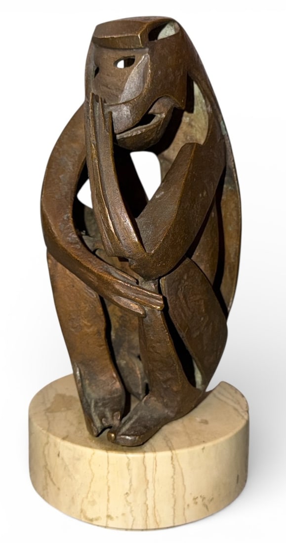 Modernist Bronze and Marble Thought Sculpture (1 of 4)