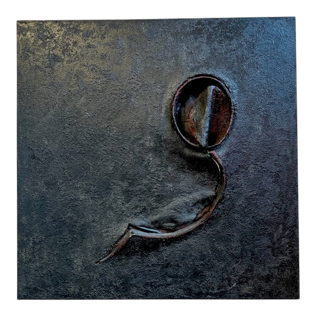 An Abstract Brutalist Papier Mache Work, EICH: Measures 36" H x 36" W x 3.5" D. Signed Eich on the frame.