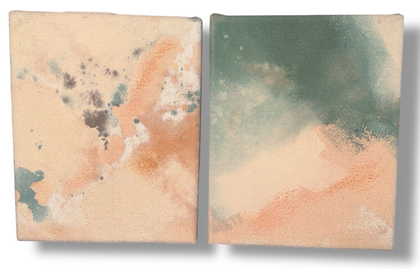 Petite Acrylic Painting Diptych, K.F. PRYOR (American, 20th C.) (1 of 2)