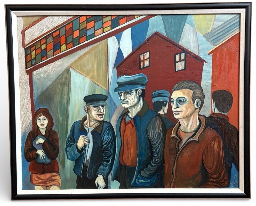Mid Century Working Class Painting on Board (1 of 6)