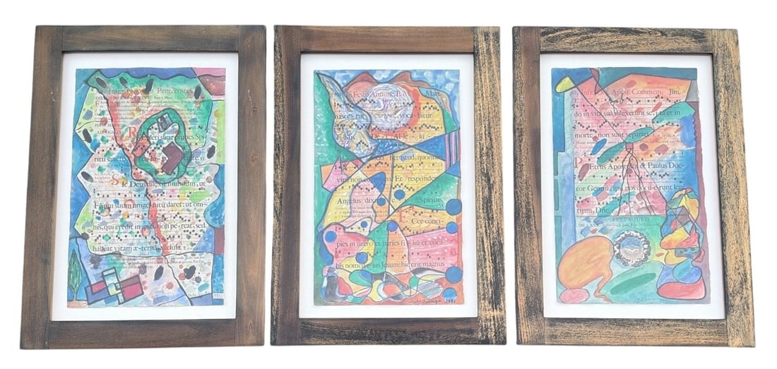 Three ITALO SCANGA (Italian-American, 1932-2001) Mixed Media Paintings (1 of 8)