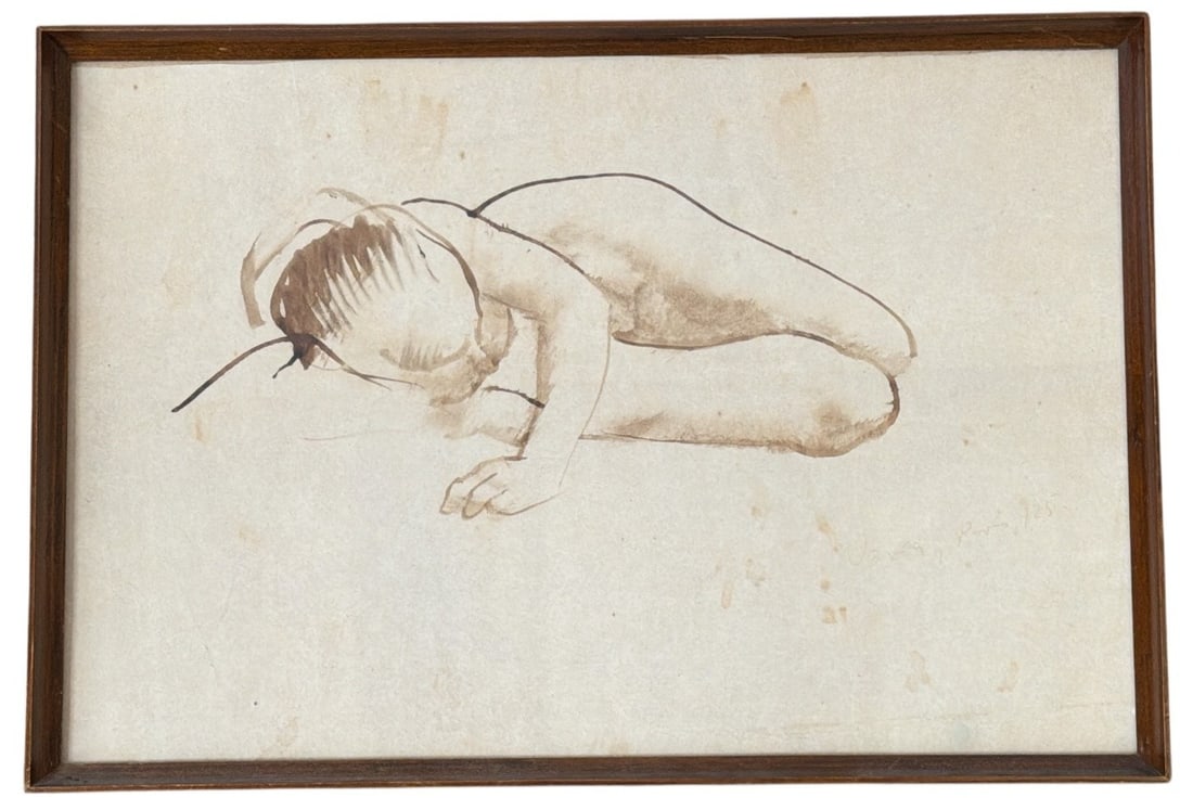 Mid Century Nude Watercolor Painting (1 of 3)