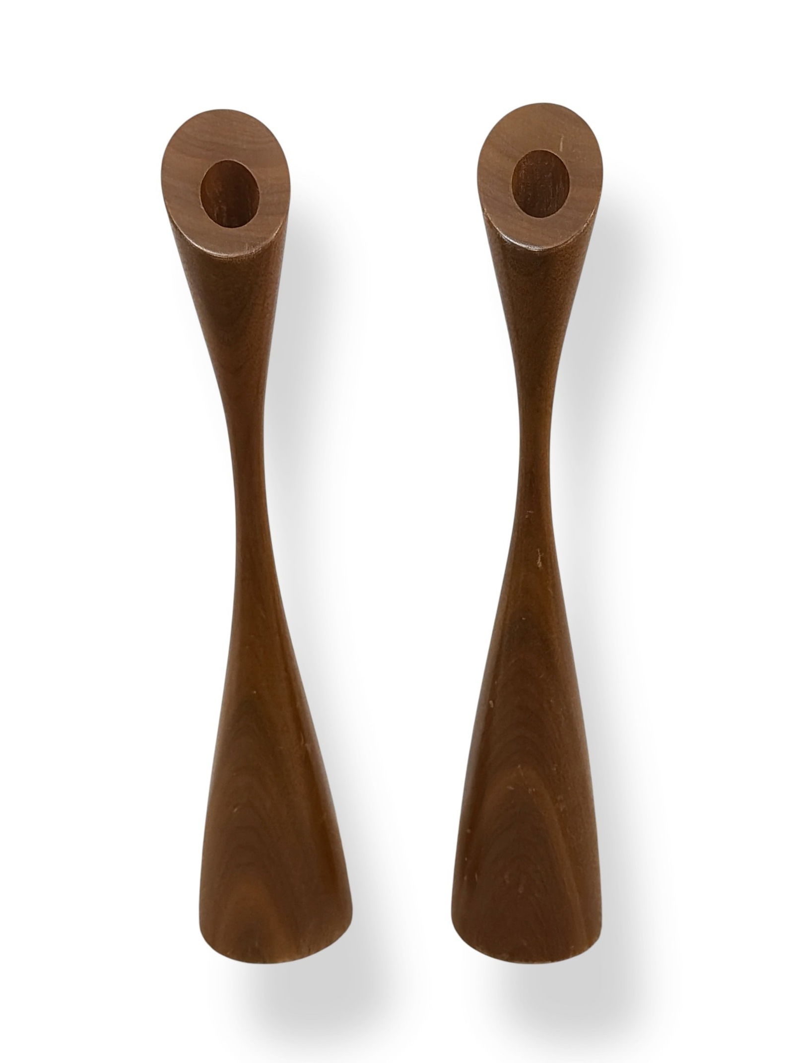 Pair of Mid Century Teak Danish Candlestick Holders (1 of 3)