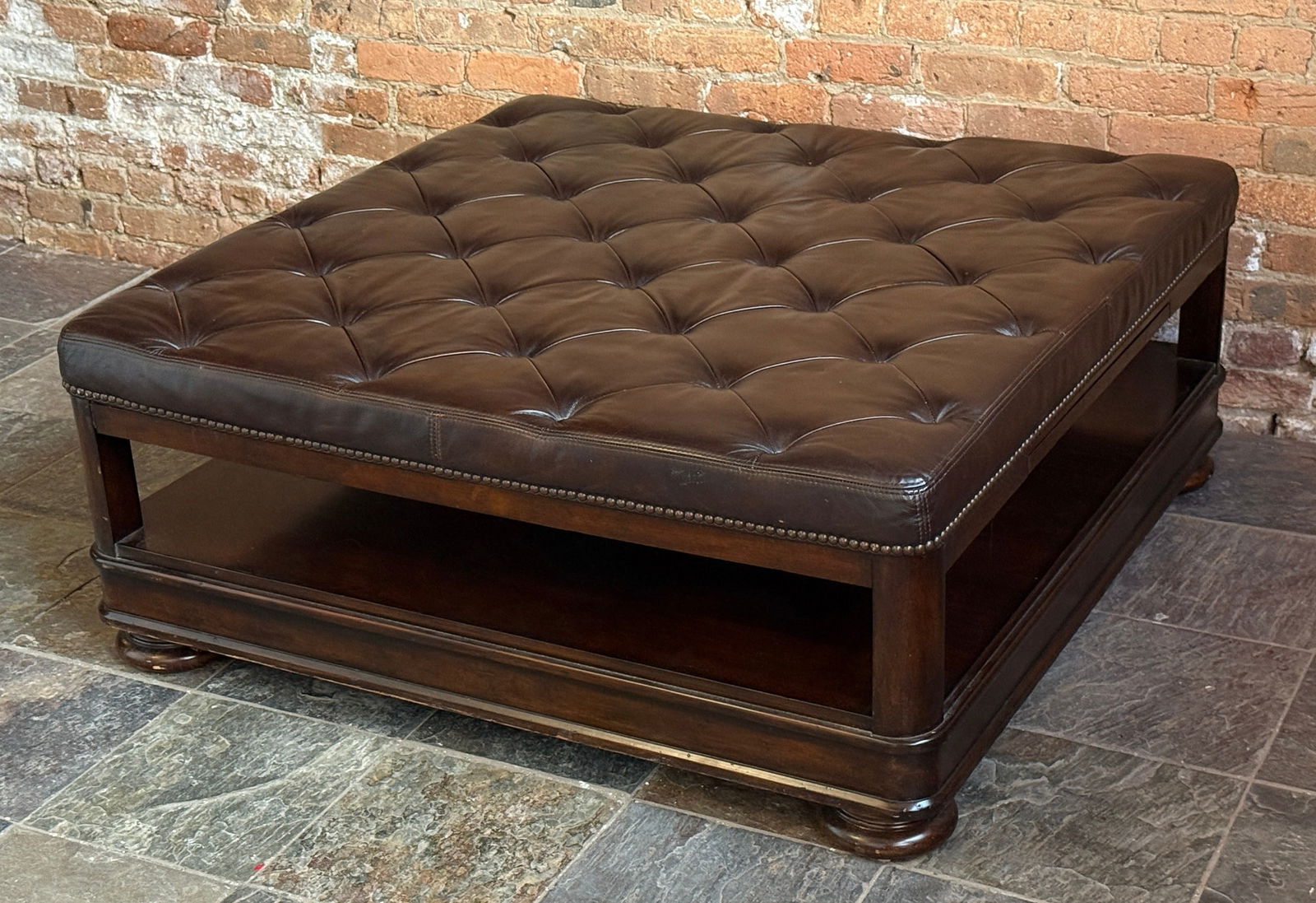 BERNHARDT "Normandie" Manor Cocktail Ottoman: 18.5" H x 44" W x 44" D