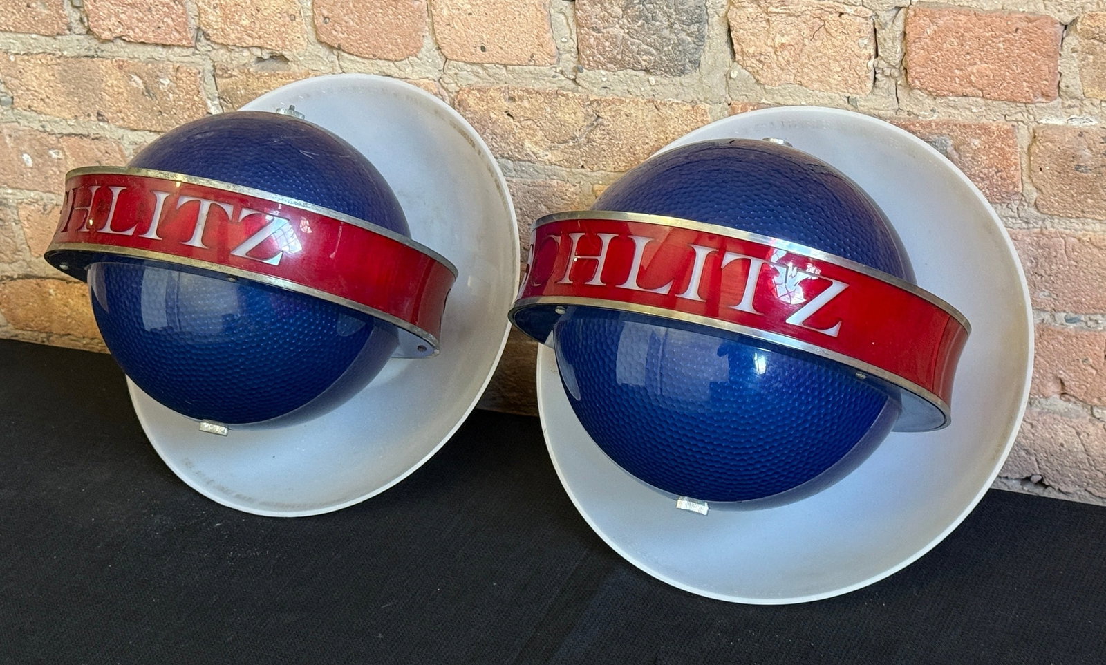 Rare Vintage SCHLITZ Beer Globe Advertising Signs, Pair - 2
