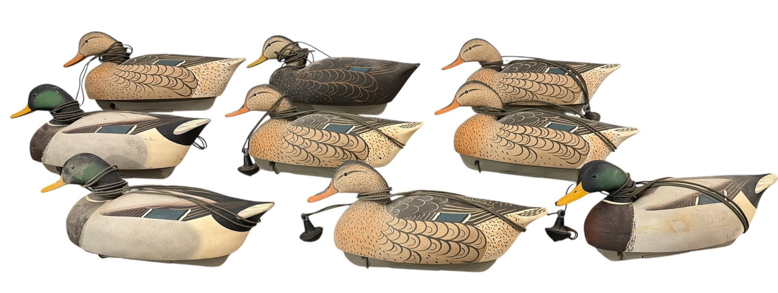 Collection of ORVIS Hunting Duck Decoys: All measure approx. 8.5" H x 7.5" W x 19" D. Includes 9 decoys.