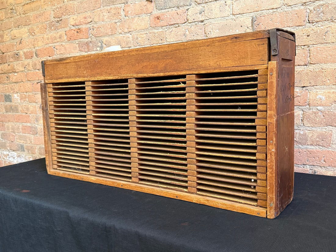 Vintage Cigar Drying Box, NATIONAL CIGAR CO.: Measures 19" H x 38.75" W x 7" D. Noted to be from National Cigar Co. in Frankfort, IN. Circa 1929-1942. Plant opened in 1917 and closed in 2017.