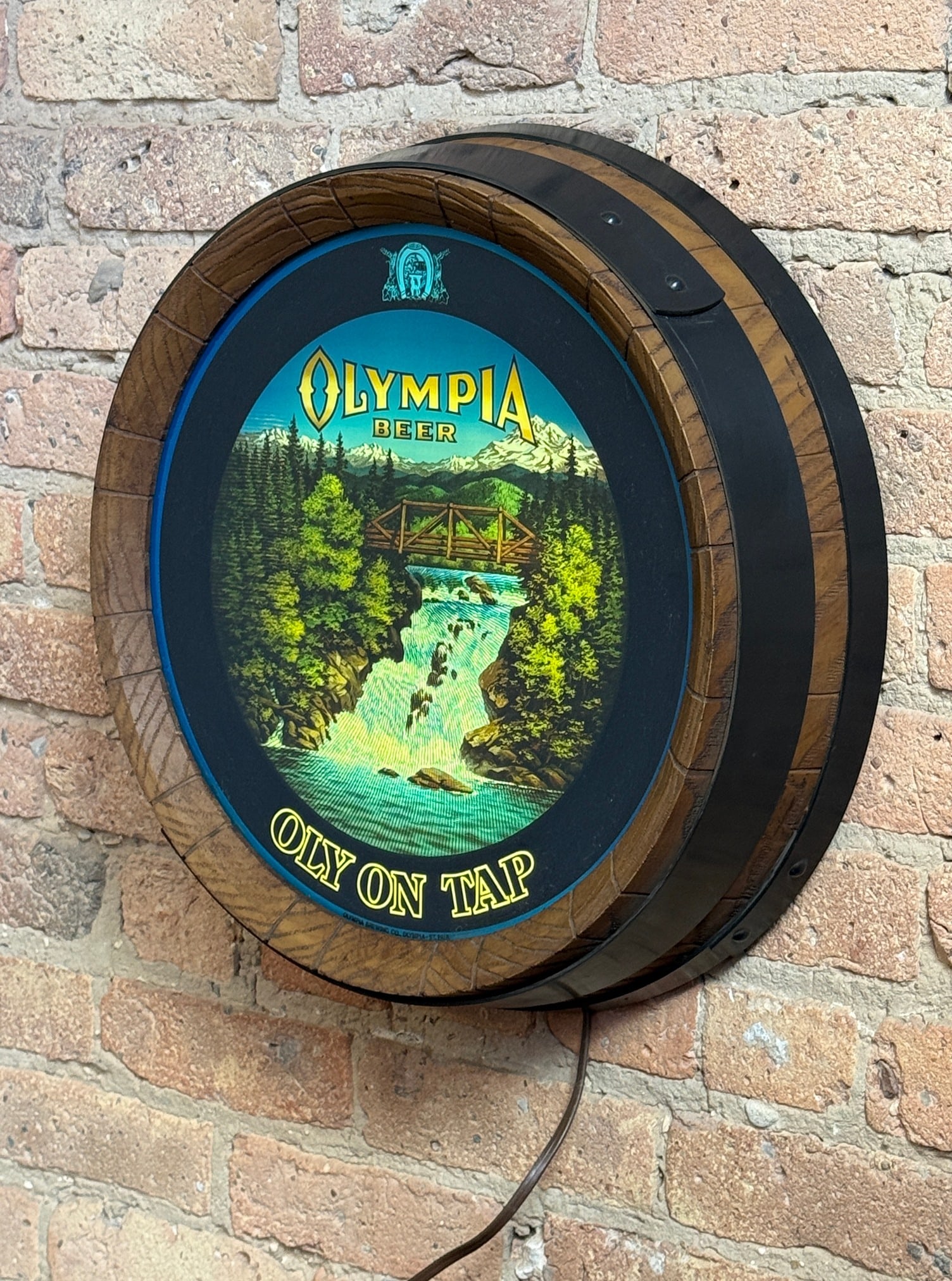 OLYMPIA Beer "OLY ON TAP" Waterfall Advertising Sign (1 of 4)