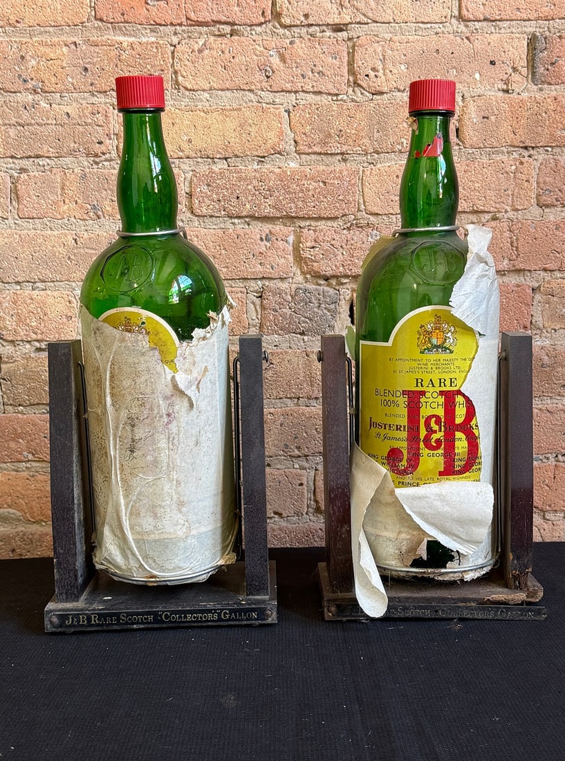 J&B Rare Scotch Collectors Gallon Bar Advertising Bottles: Measures 20" H x 8.5" W x 5.5" D. Was stock for a Chicago bar for over 40 years.