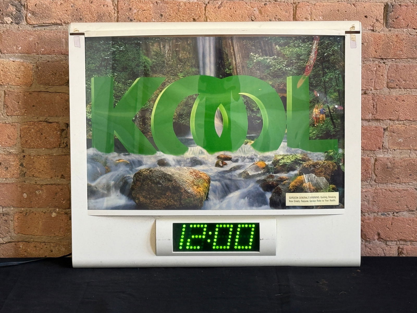 Vintage KOOL Cigarette Waterfall Motion Advertising Clock: Measures 23" H x 26.5" W x 5.5" D. Was used in a Chicago bar for over 40 years.