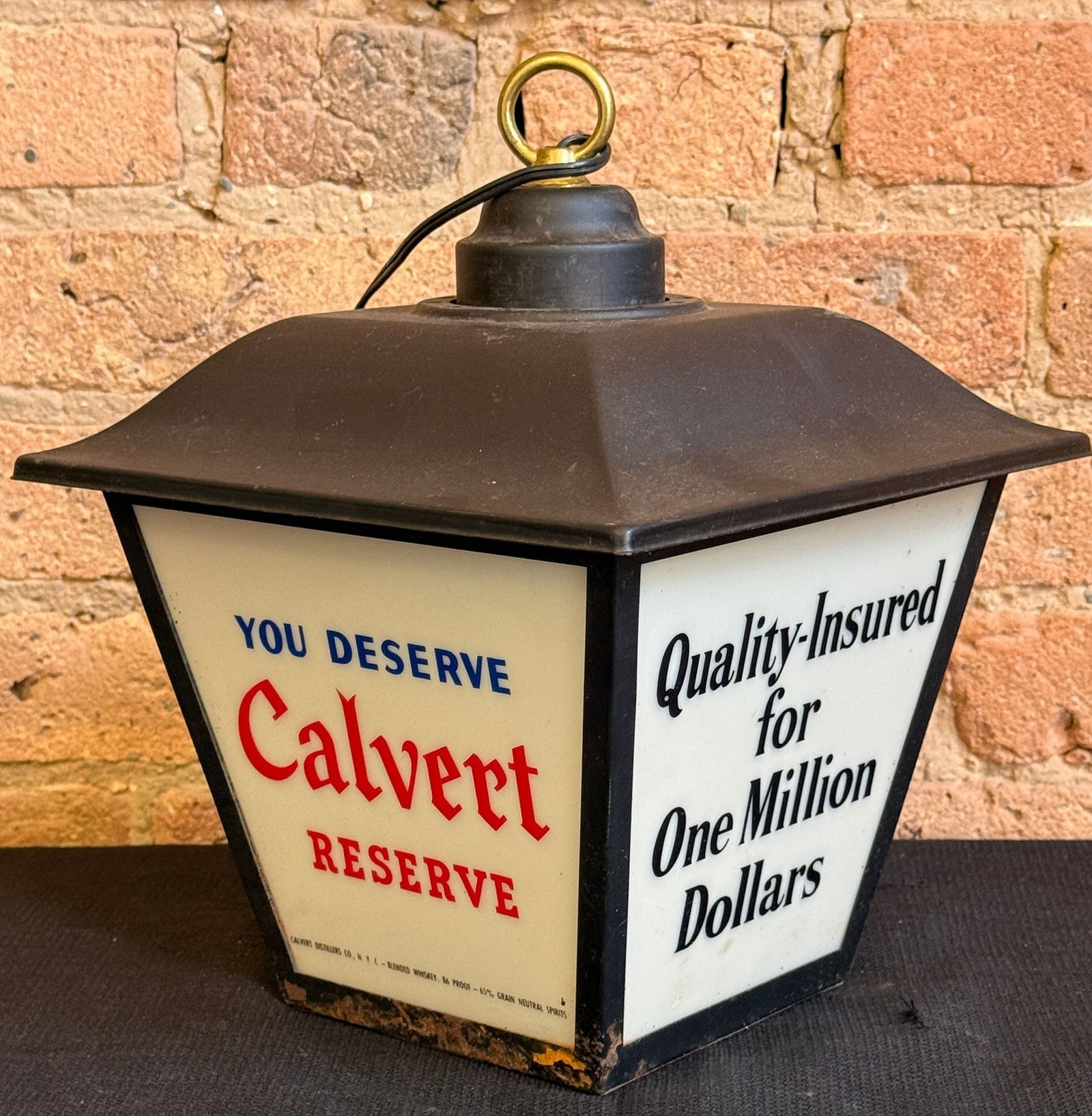 Vintage CALVERT RESERVE Bar Advertising Lantern: Measures 12" H x 9.5" W x 9.5" D. Was used in a Chicago bar for over 40 years.