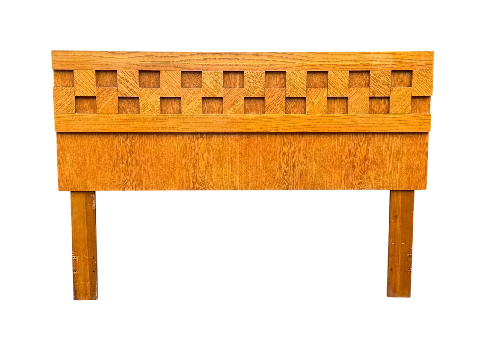 LANE Mid Century Brutalist Headboard: Lane Staccato | Lane Alta Vista. Oak. 42.5" H x 62" W x 1.5" D.