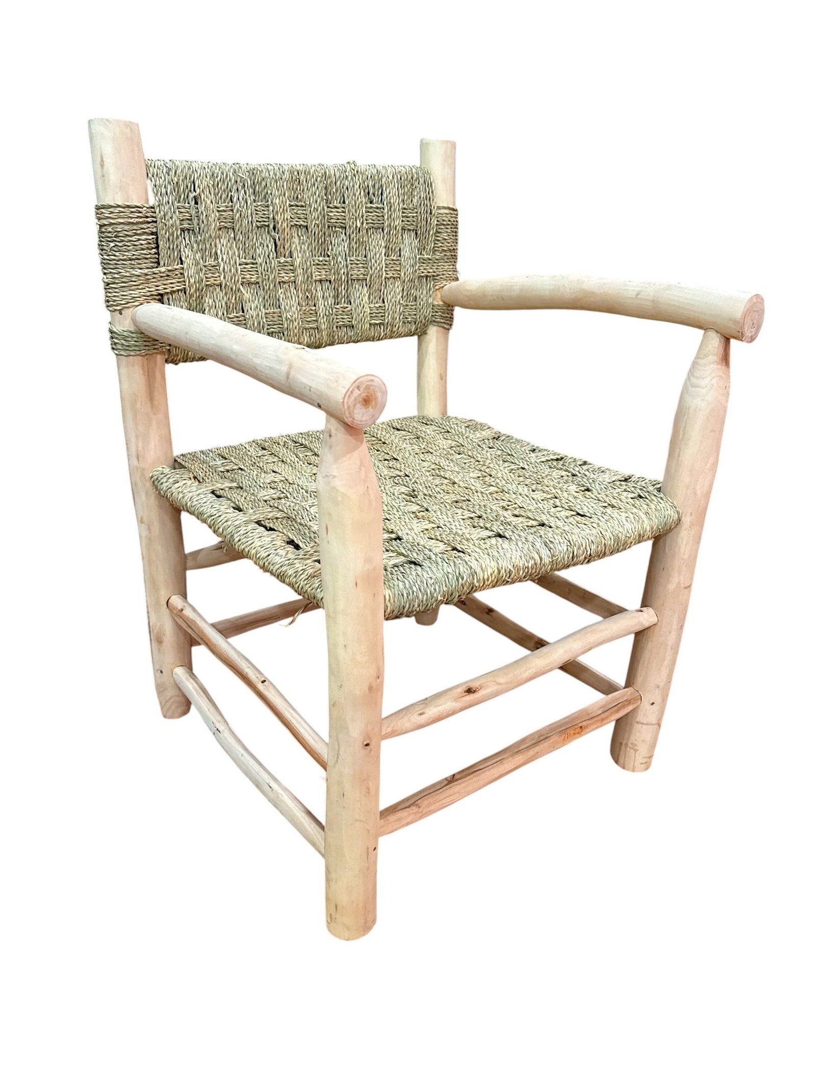 Rustic Modern Pine & Rush Armchairs, Pair - 2