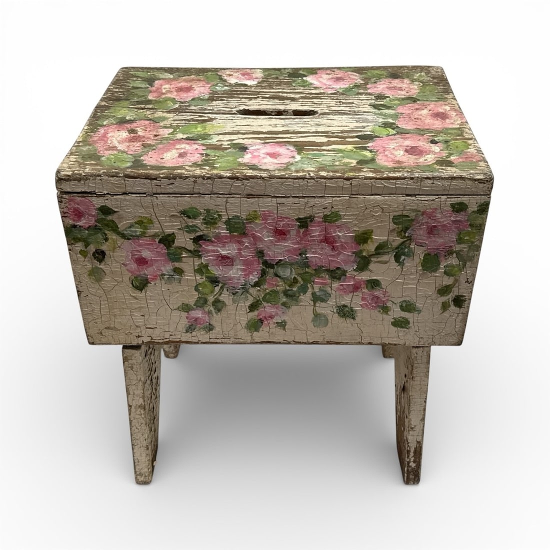 Hand Painted Rose Flower Garden Stool - 2