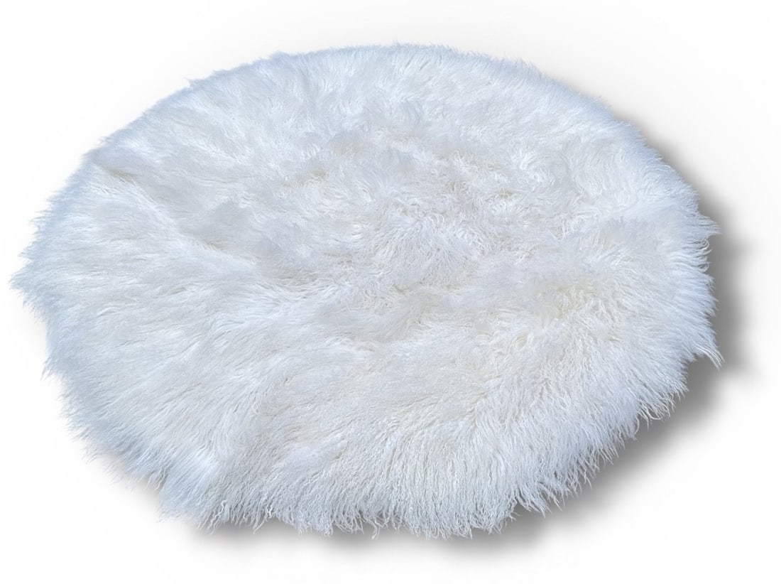Modern Faux Sheepskin Rug: Contemporary. 72" diameter x 2" thick pile.
