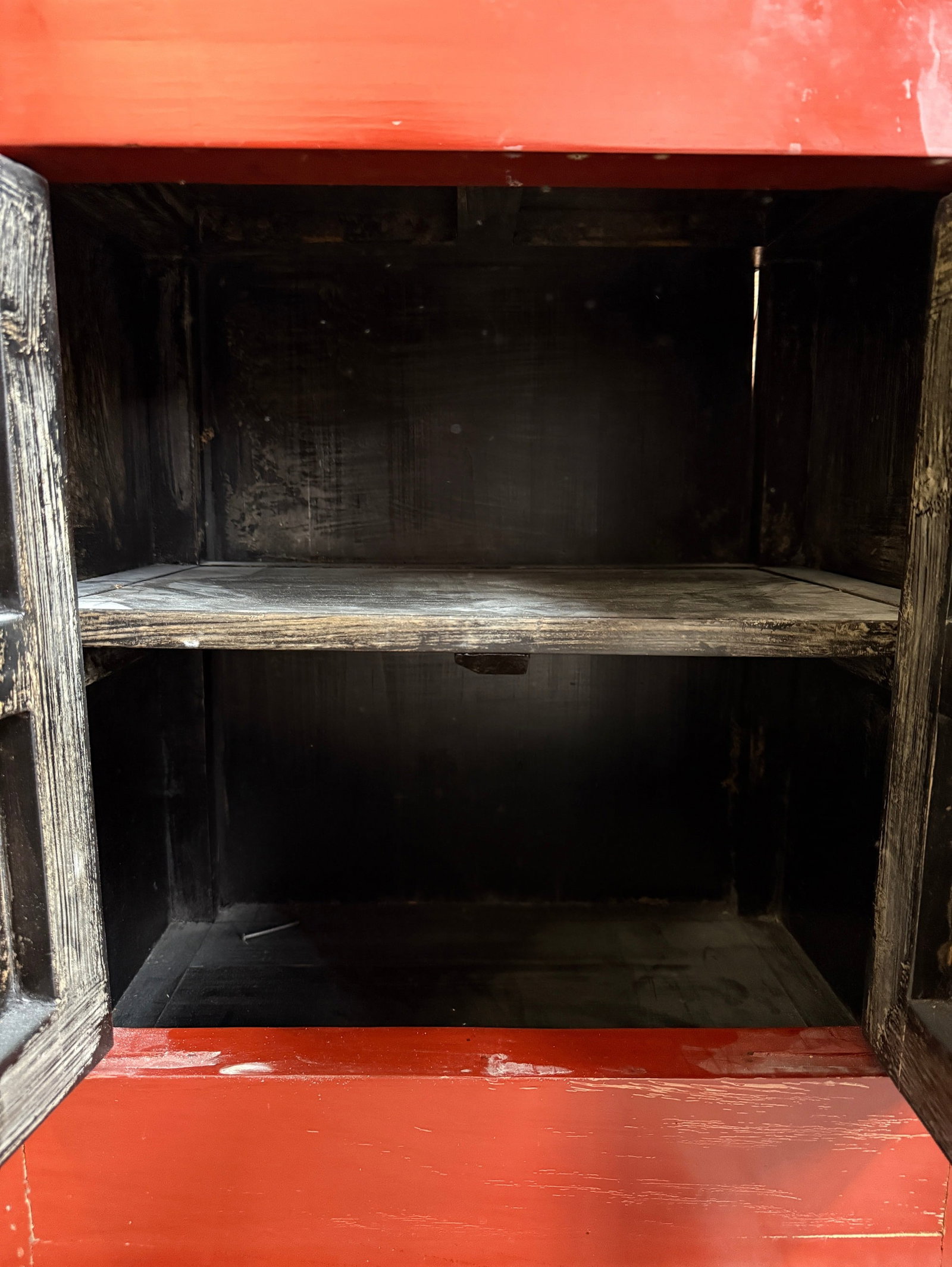 Oriental Red Lacquer Nightstands, Pair - 5