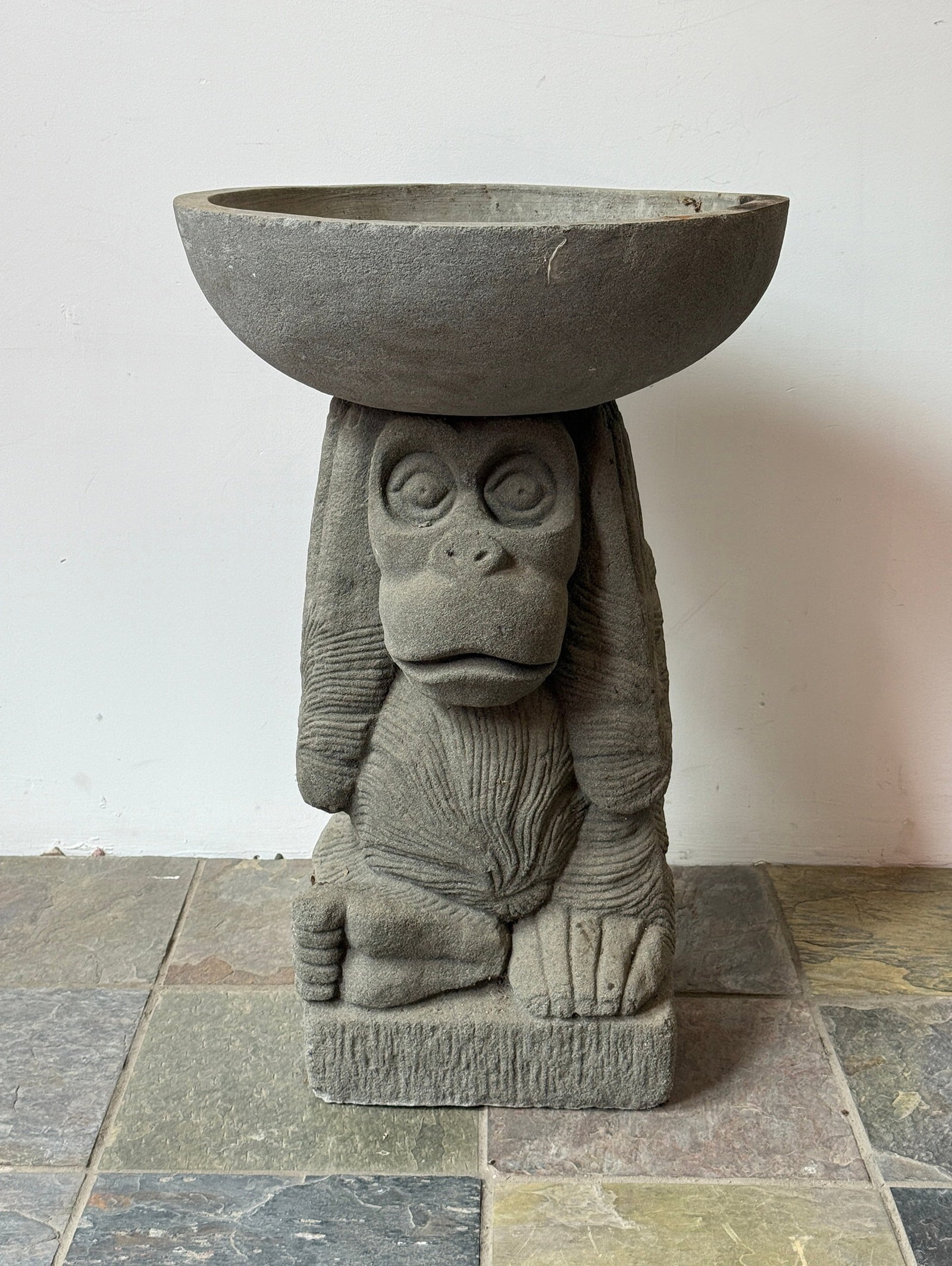 Hear No Evil Monkey Garden Statue Bird Bath (1 of 5)