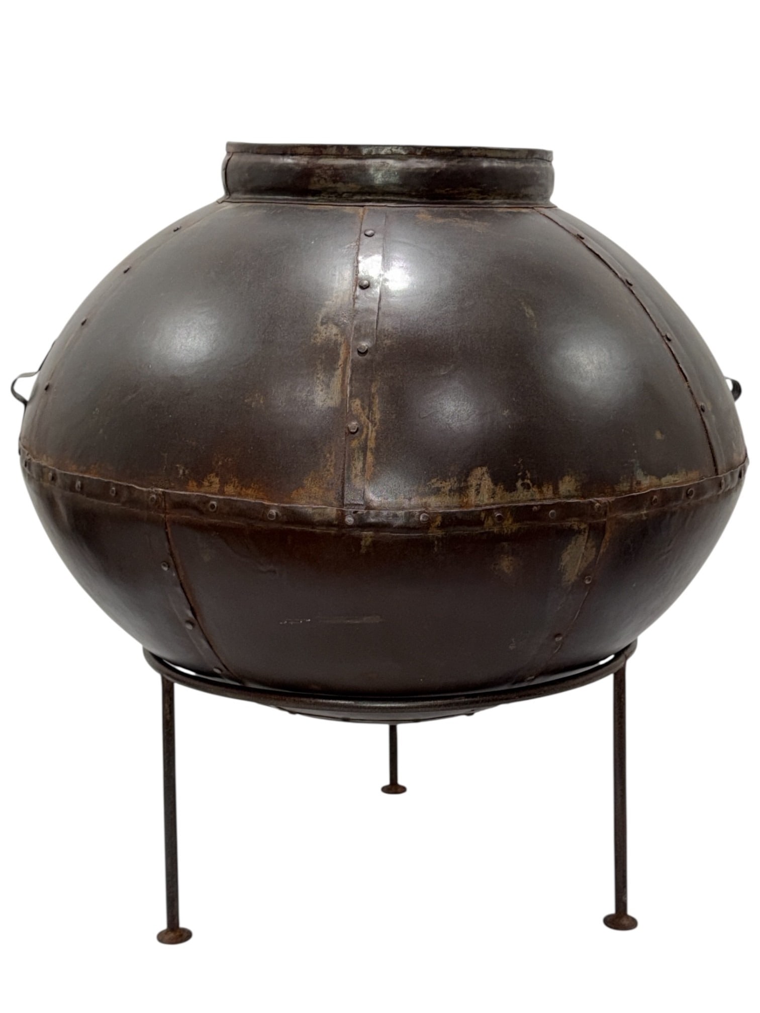 Vintage European Water Vessel Planter on Stand: Measures 23" H including stand x 25" overall diameter of vessel.