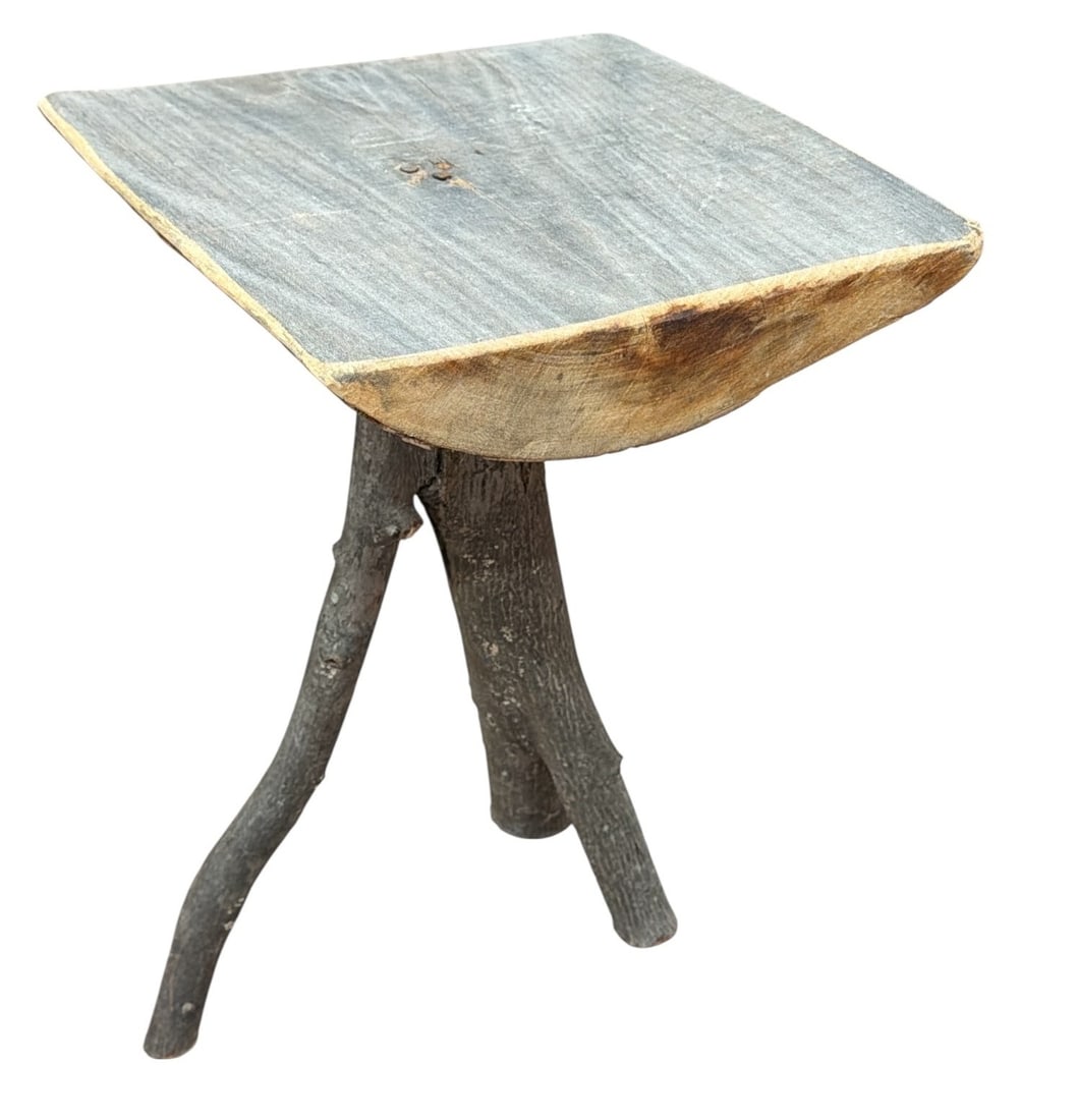 Hand Hewn Rustic Birch Bark Table - 4