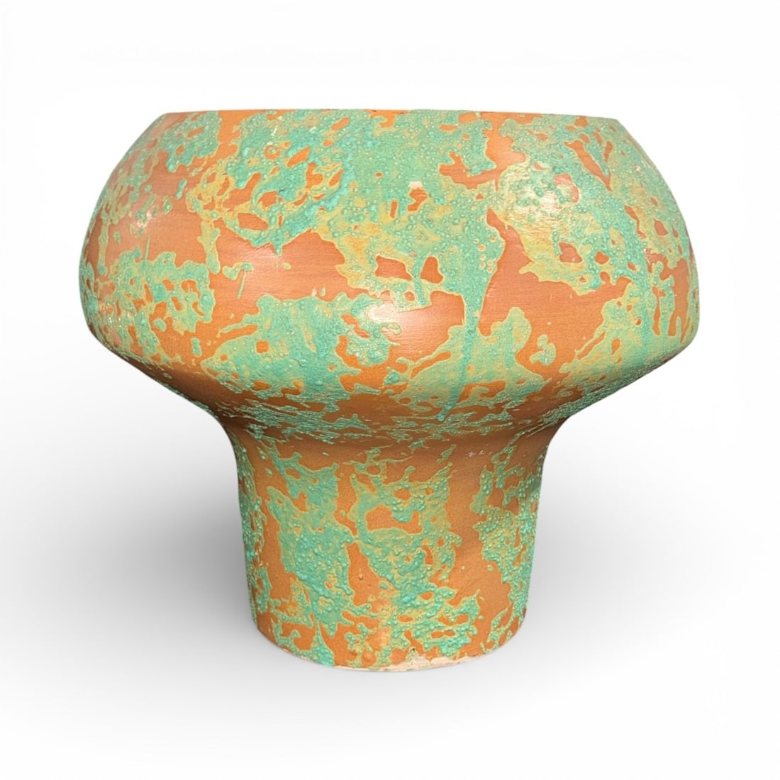 Exceptional Mid Century Mushroom Ceramic Vessel, Jardiniere: 16" H x 18" diameter x 11.5" opening diameter.