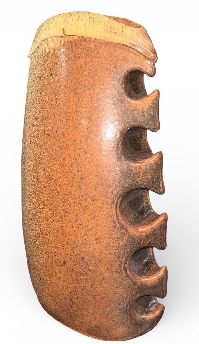 Substantial Biomorphic Pottery Vessel, HAMMET: Ceramic. Signed "Hammett" on bottom. 26" H x 16" W x 8" D.