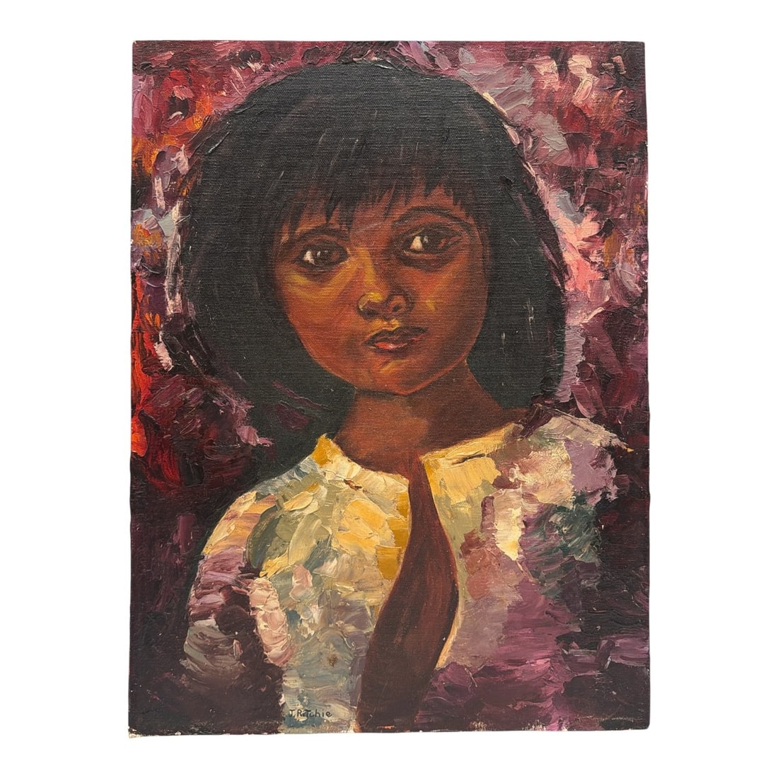 Vintage Oil Portrait Painting of a Girl (1 of 4)