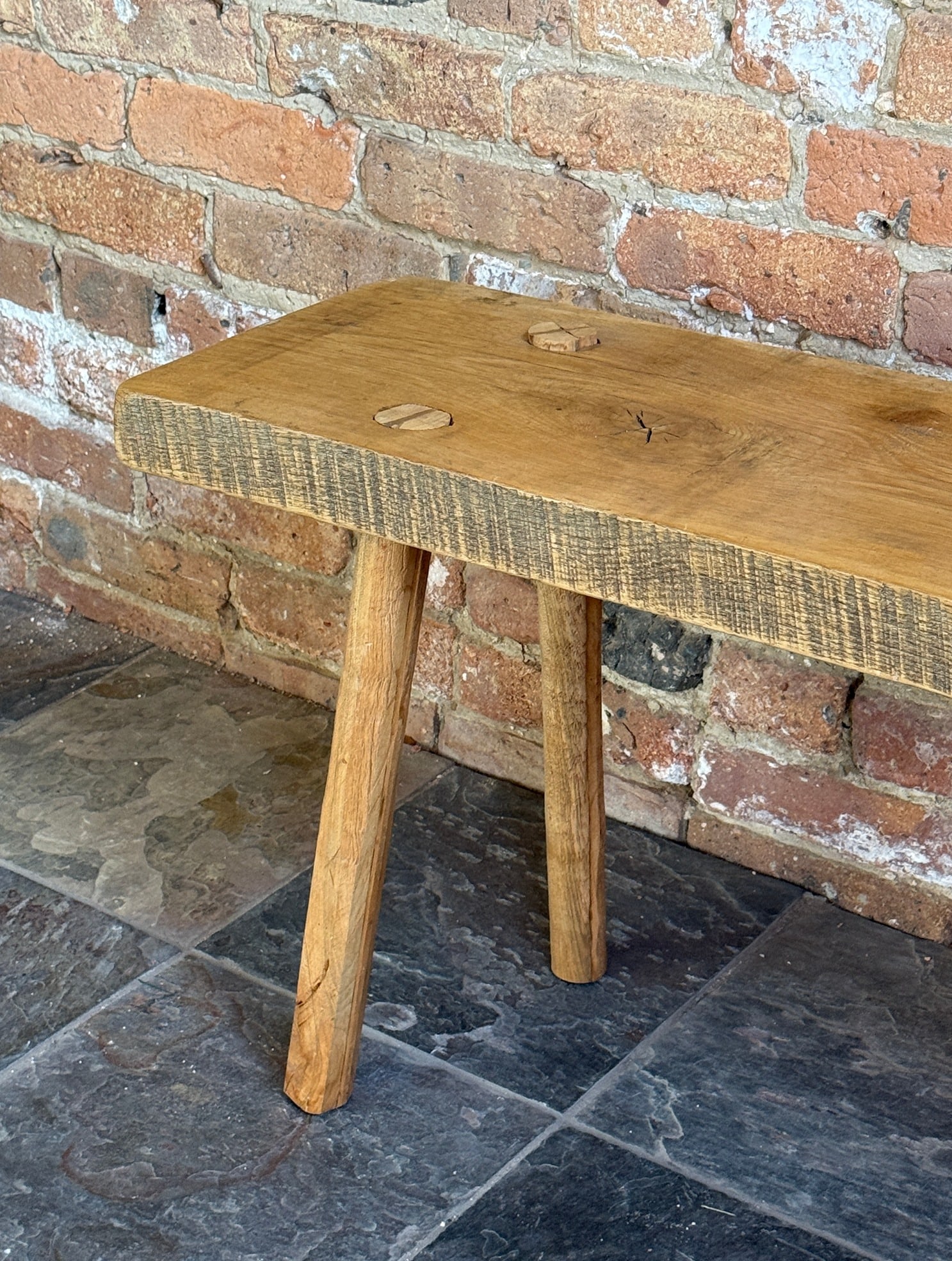 Rustic Mid Century Live Edge Bench - 2