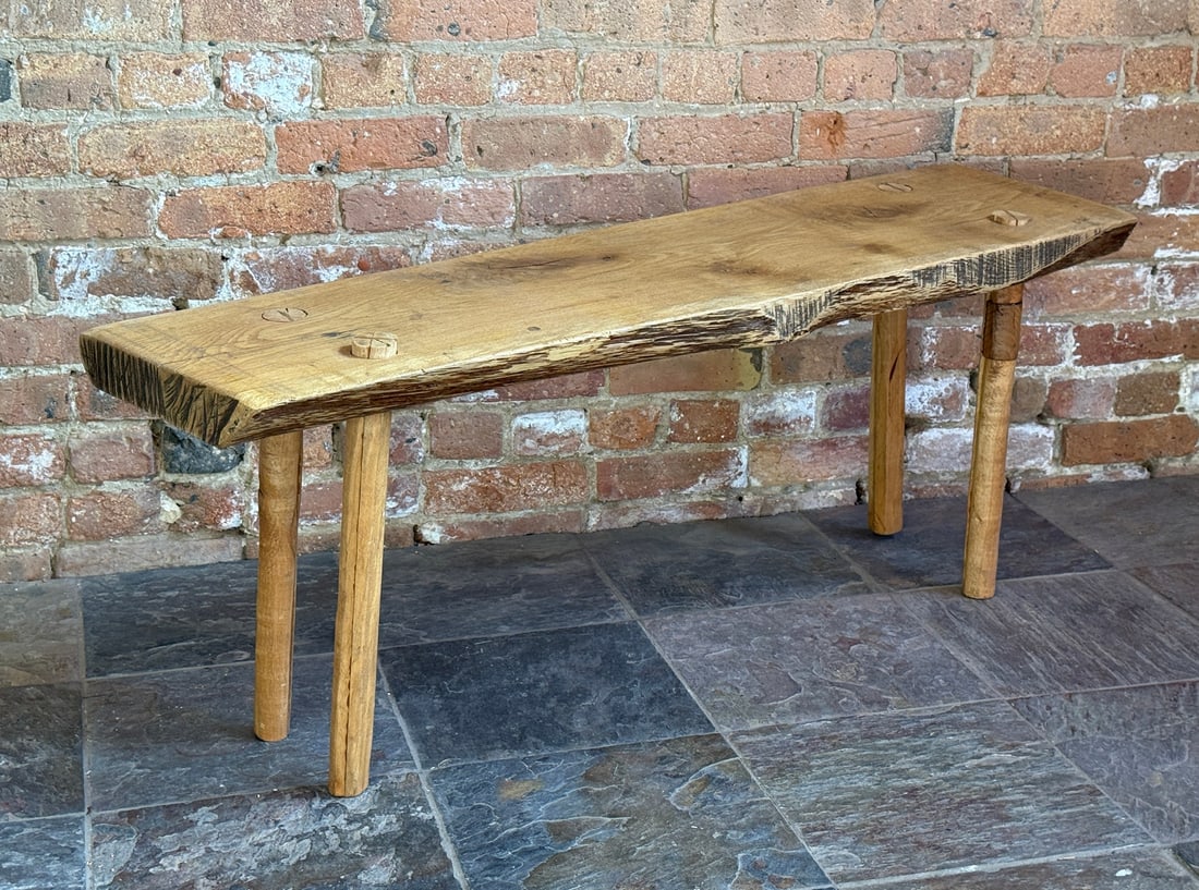 Rustic Mid Century Live Edge Bench - 4