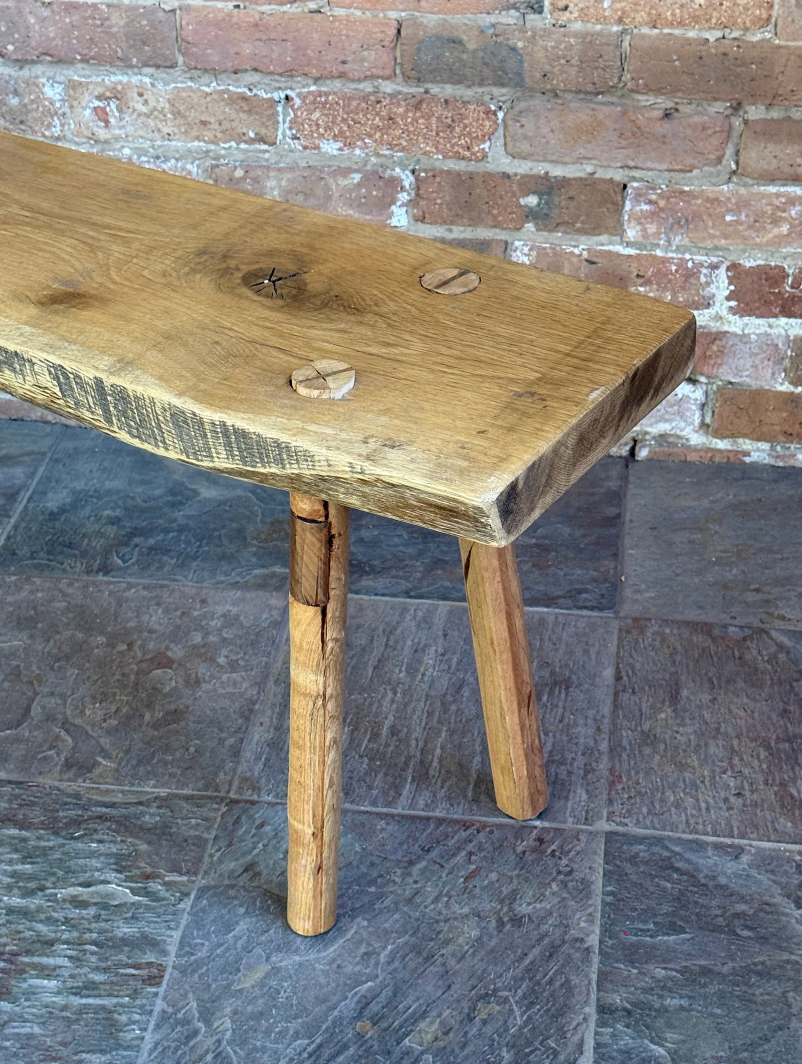 Rustic Mid Century Live Edge Bench - 5