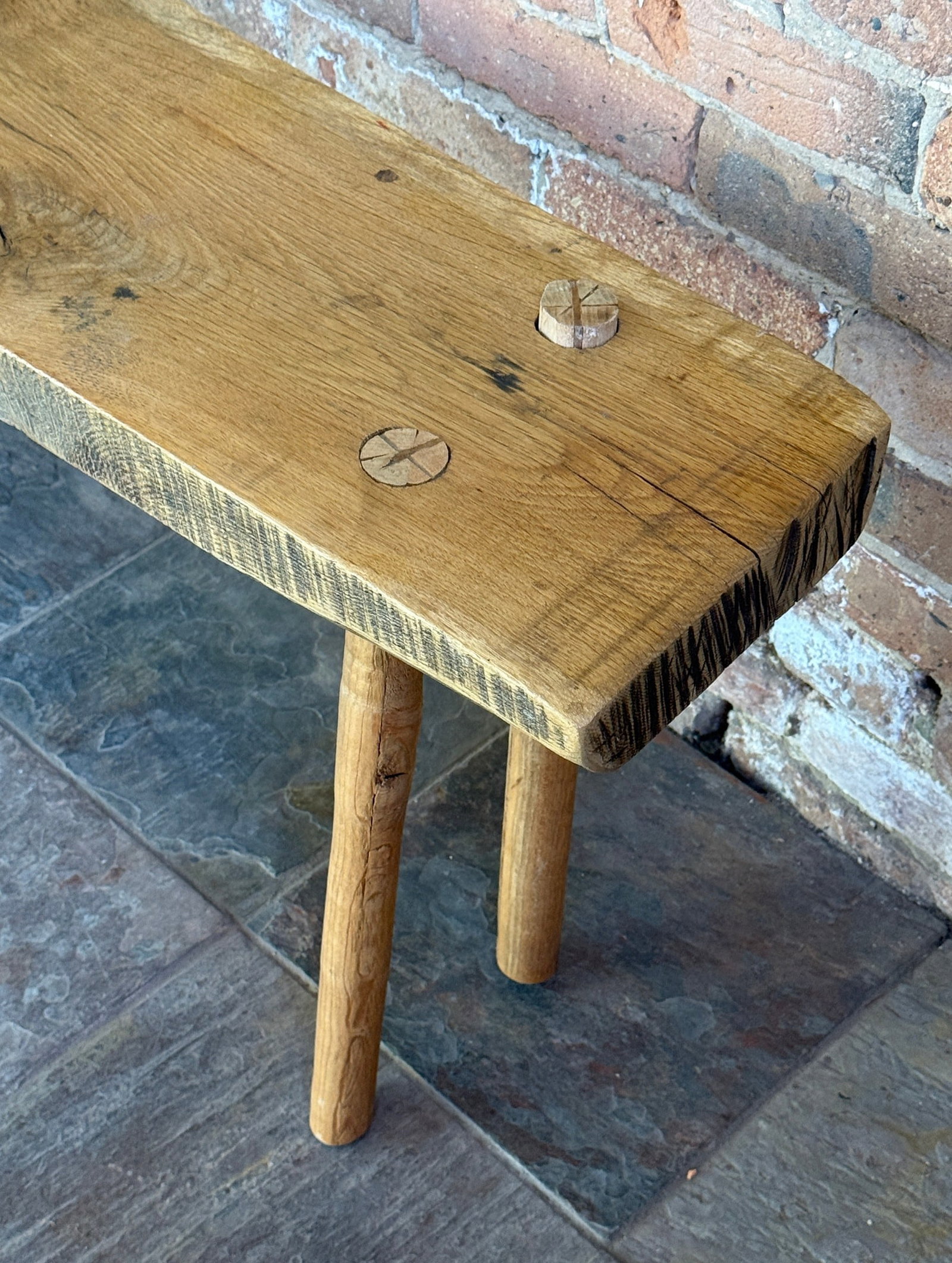 Rustic Mid Century Live Edge Bench - 6