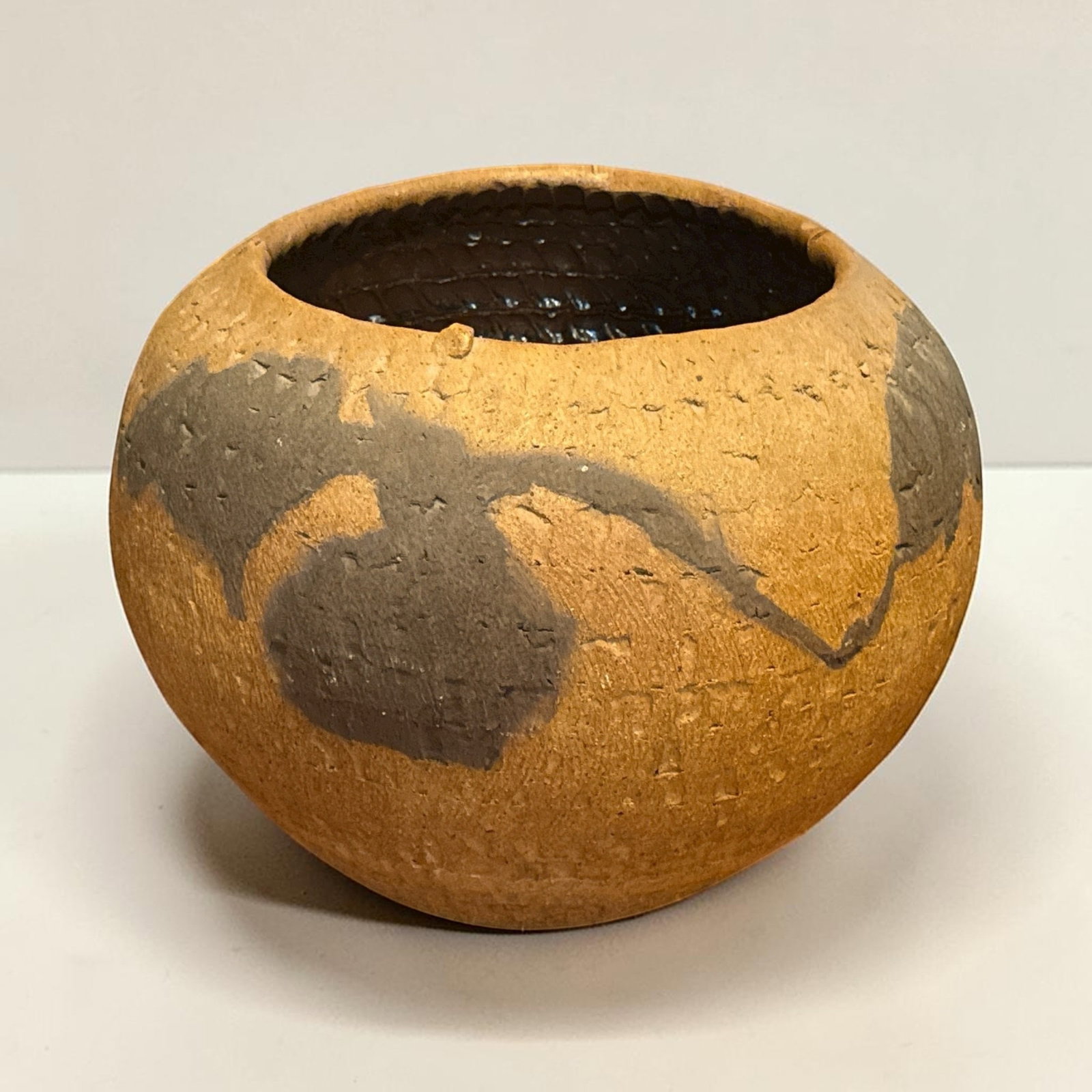 Substantial Mid Century Ceramic Planter, Hand Made: 17" H x 22" overall diameter x 14" opening at top.