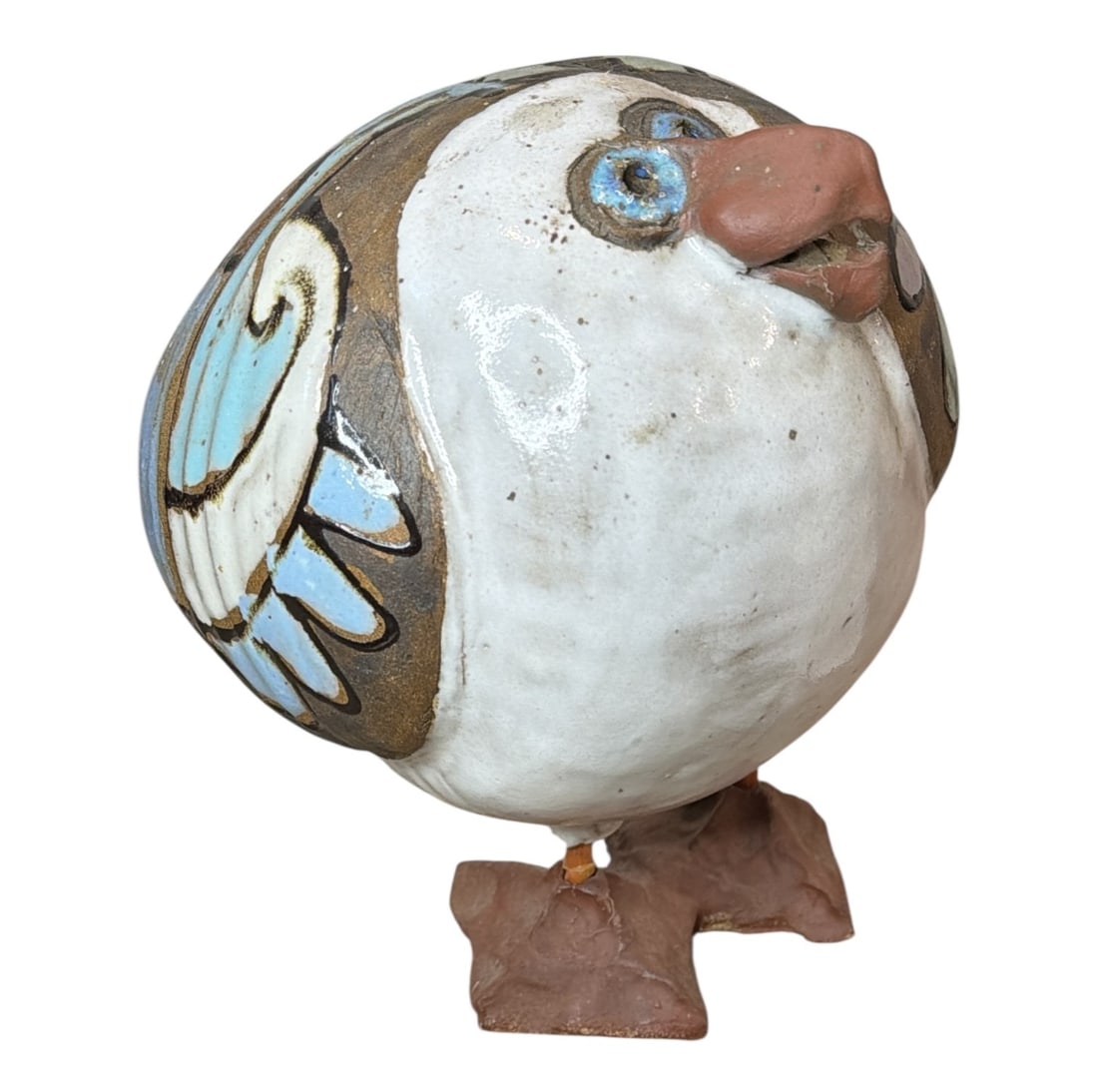 SUSAN DAVIS "Fat Seagull" Ceramic Sculpture: Measures 8.5" H x 8" W x 7" D.