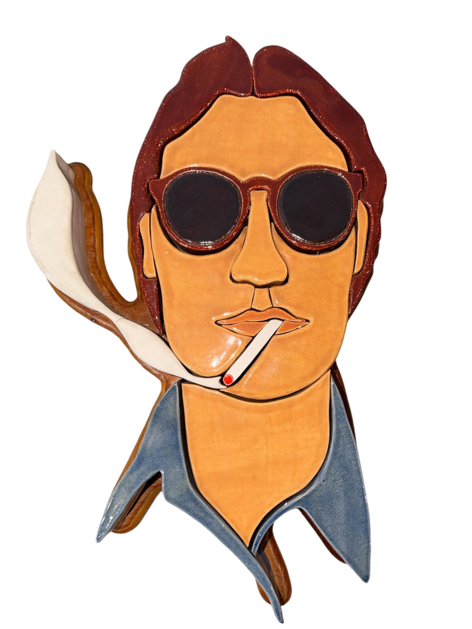 Post Modern "Marlboro Man Sculpture": Measures 21" H x 13" W x 4" D. Signed "Diggles" and dated 1980 on the back.