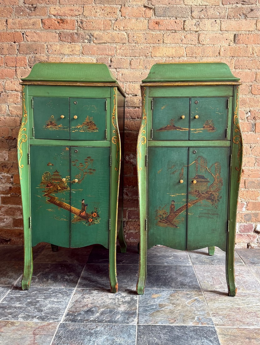 Chinoiserie Motif Victrola Cabinets, A Pair (1 of 11)