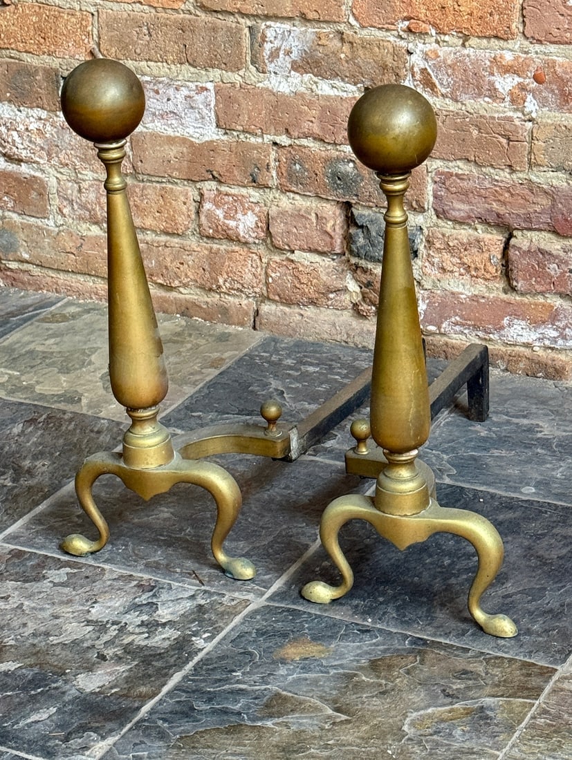 Vintage Brass Fireplace Andirons (1 of 3)