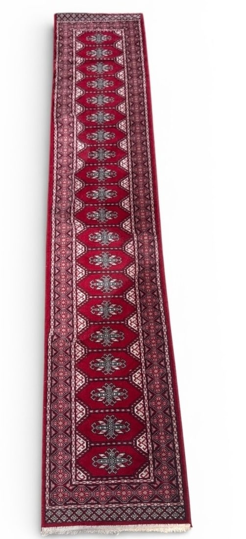 11 Foot Red Oriental Bokhara Runner Rug (1 of 7)