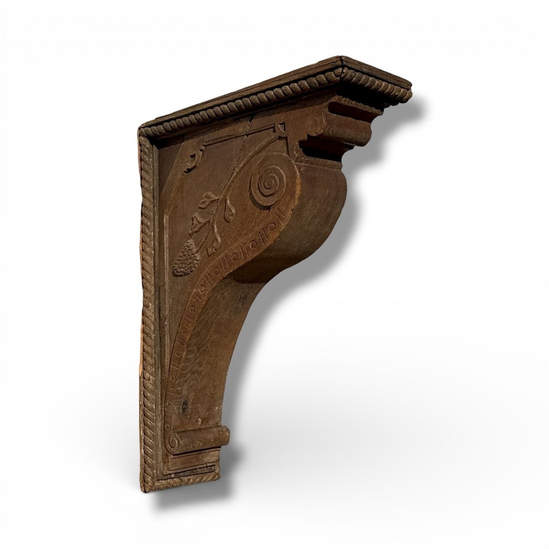 Antique Architectural Salvage Carved Wood Corbel: Measures 28" H x 7.75" W x 20" D.