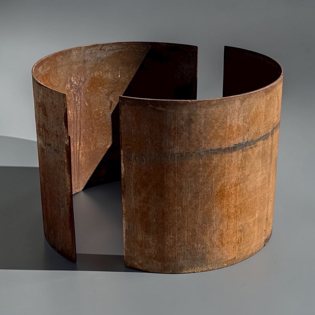 Large Modernist Abstract Steel Sculpture in the Style of RICHARD SERRA: Measures 29" H x 36.25" W x .375" thick, each.